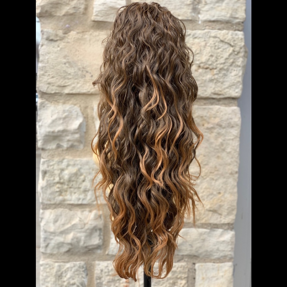 Ponytail curly wavy Clipin drawstring pony Heidi